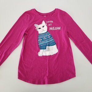💥 3/$15 - Girl's Cat Long Sleeve Shirt Size 10
